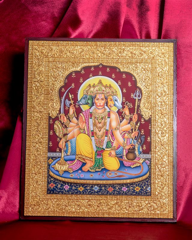 Gilded Deity Panel — handmade Indian painting