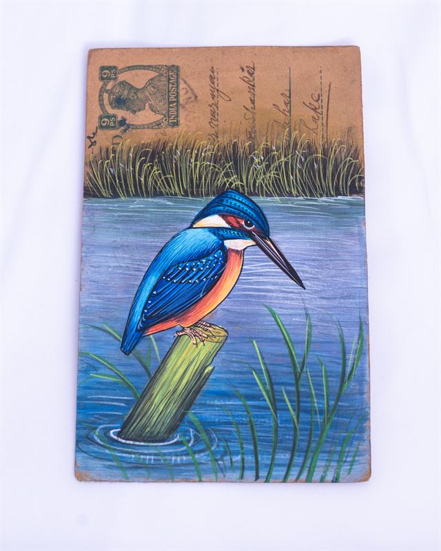Kingfisher by the Water — handmade Indian painting