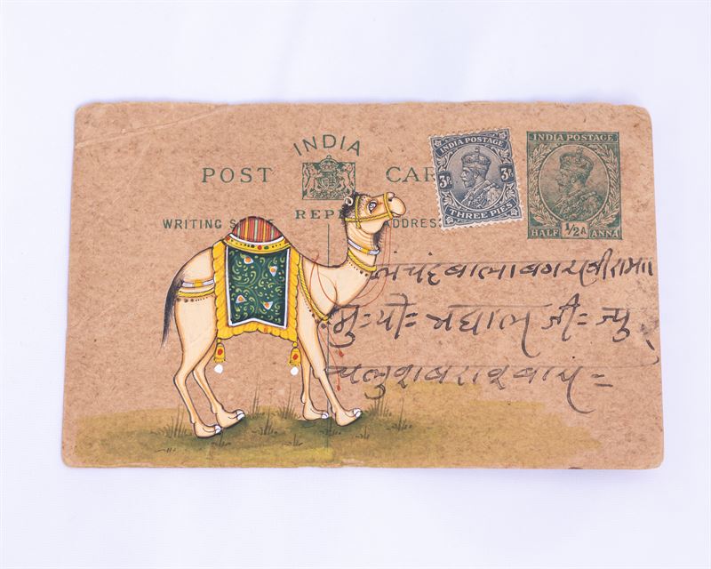 Painted Postcard, Camel — handmade Indian painting