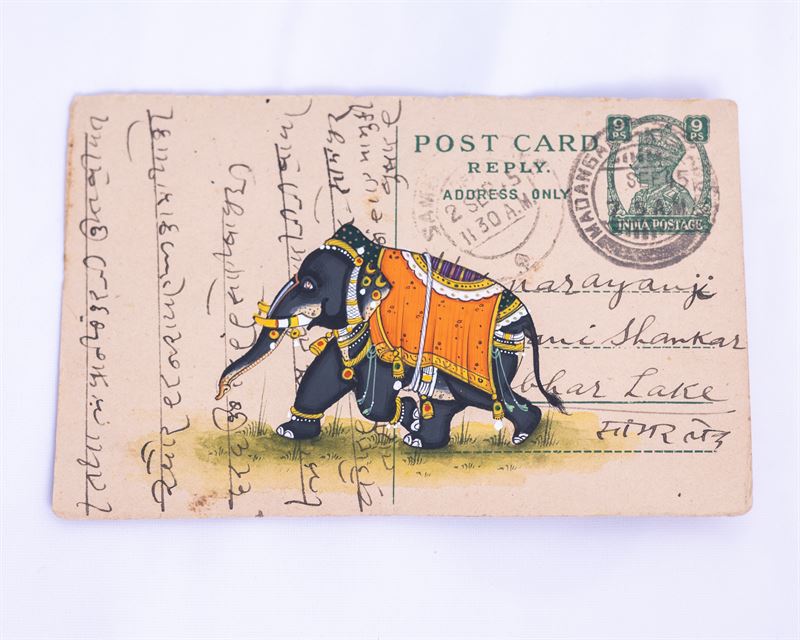 Painted Postcard, Elephant — handmade Indian painting